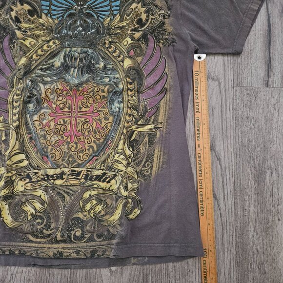 Christian Cross Graphic T-Shirt Gray Distressed Gothic – Men’s M - Picture 3 of 7